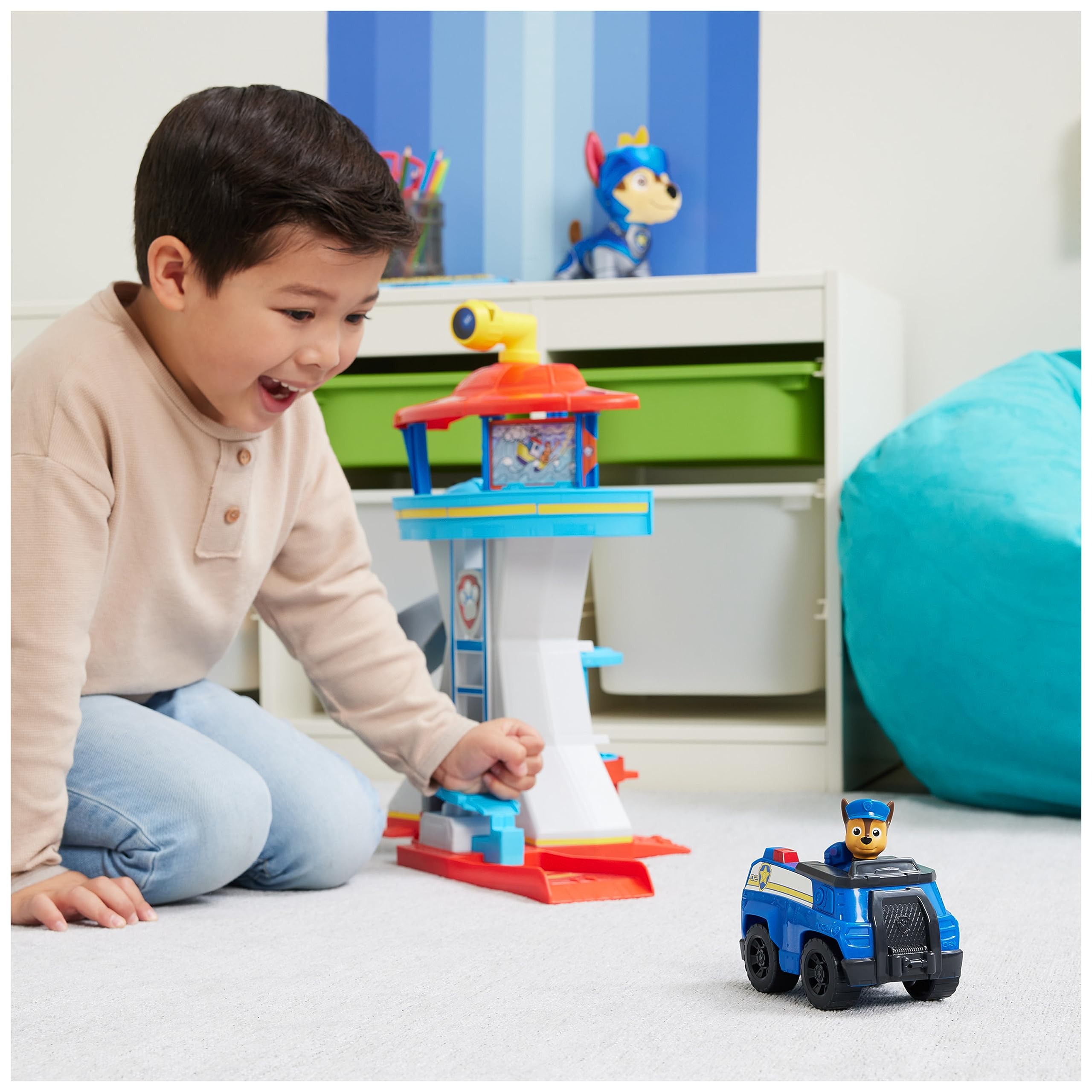 Paw Patrol - Pat Patrouille - Tour de Contrôle 50 Cm - avec Périscope, Missions, Toboggan, 7 Cartes 1 Véhicule Et 2 Figurines Chase - Pat Patrouille Jouet - Voiture Enfant - Jouet Enfant 3 Ans Et +