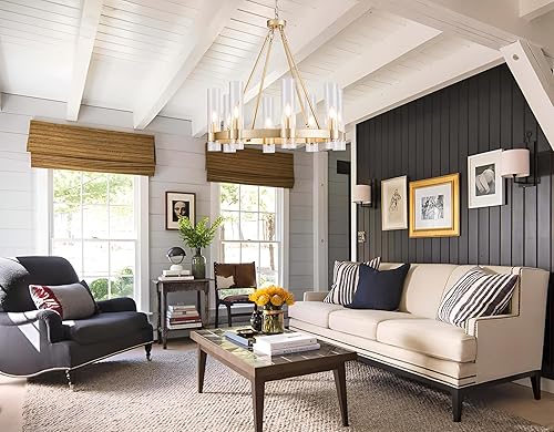 Miniatura 2 de Lámpara colgante de cristal de 8 luces, lámpara colgante de cristal moderna industrial, adecuada para accesorios de iluminación de sala de estar,