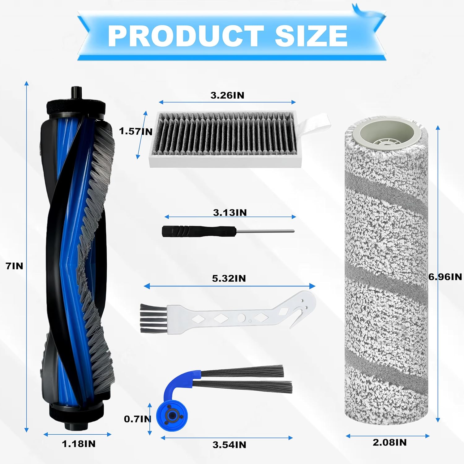 15 Pcs Replacement Parts for Ecovacs Deebot X11 OmniCyclone,X11 Pro/Pro Omni Vacuum Cleaner,Accessories Kit Includes 1 Main Brush 2 Roller Mop 6 Side Brush 4 HEPA Filter 2 Install Tools