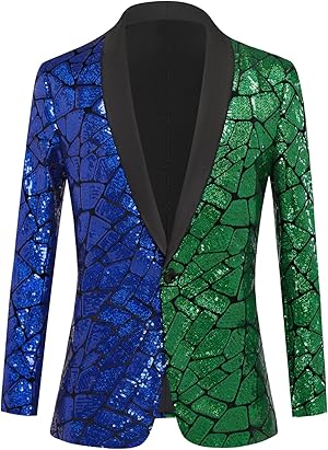 GHNXCY Men's Fashion Velvet Sequins Blazer Sequins Party Prom Suit Jacket (Small, Blue) at Amazon Men’s Clothing store