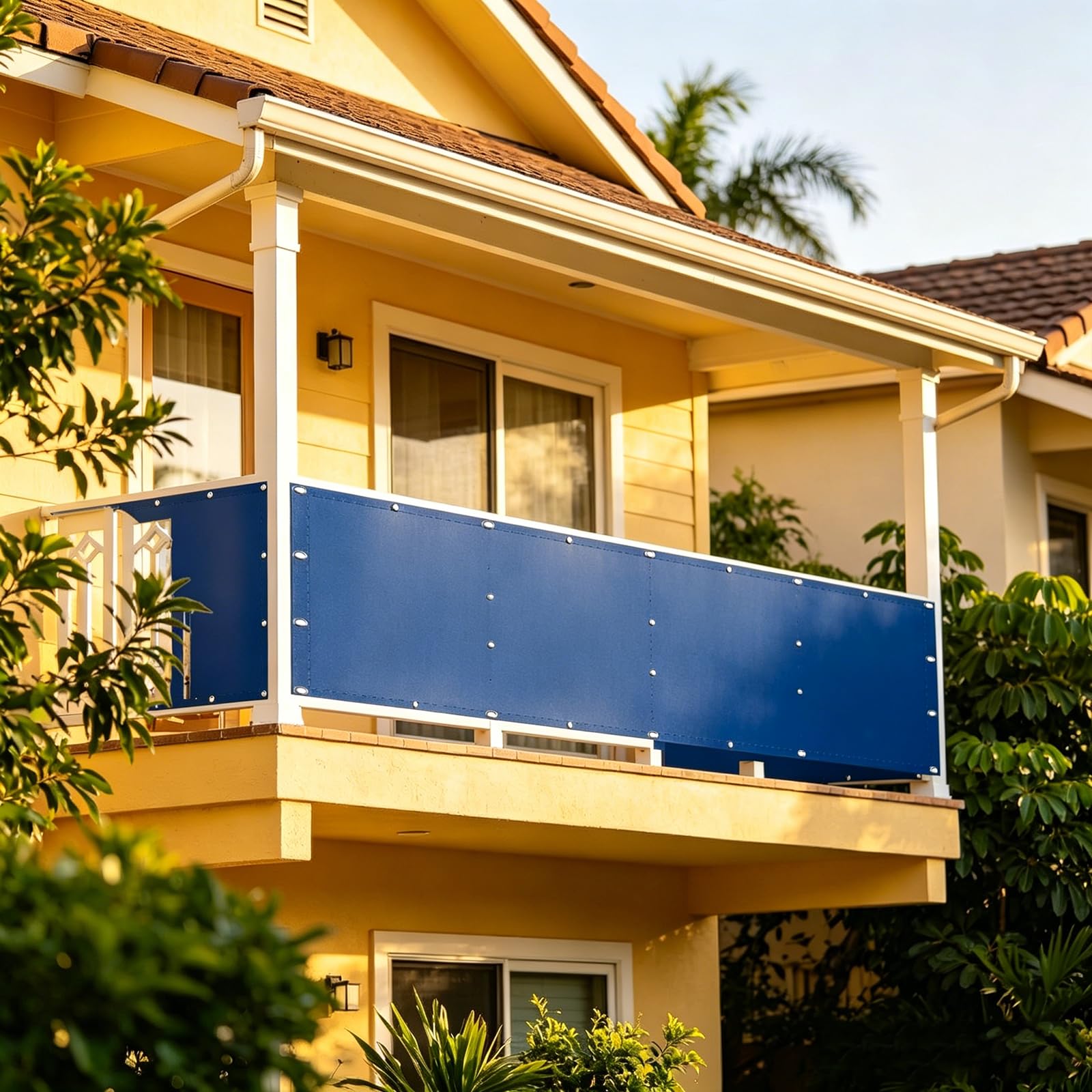 Balkon 30 x 100 cm, ochrona przed promieniowaniem UV, wodoodporna i wiatroszczelna siatka, siatka ogrodowa z przelotkami, ciemnoniebieska ochrona przed wzrokiem na zewnątrz, na patio