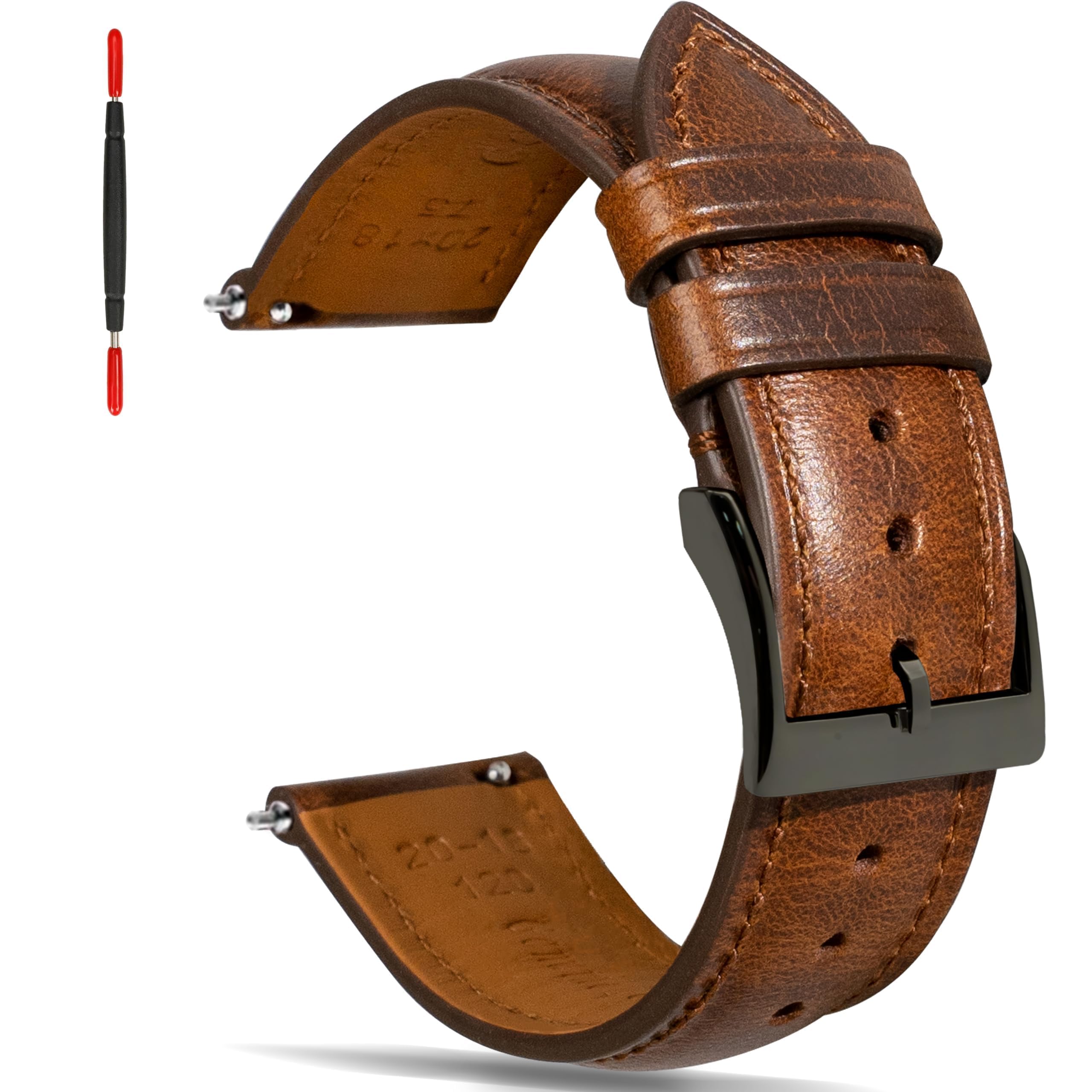 Gomvadr Quick Release Lederarmband, Öl Wachs Leder Uhrenarmb