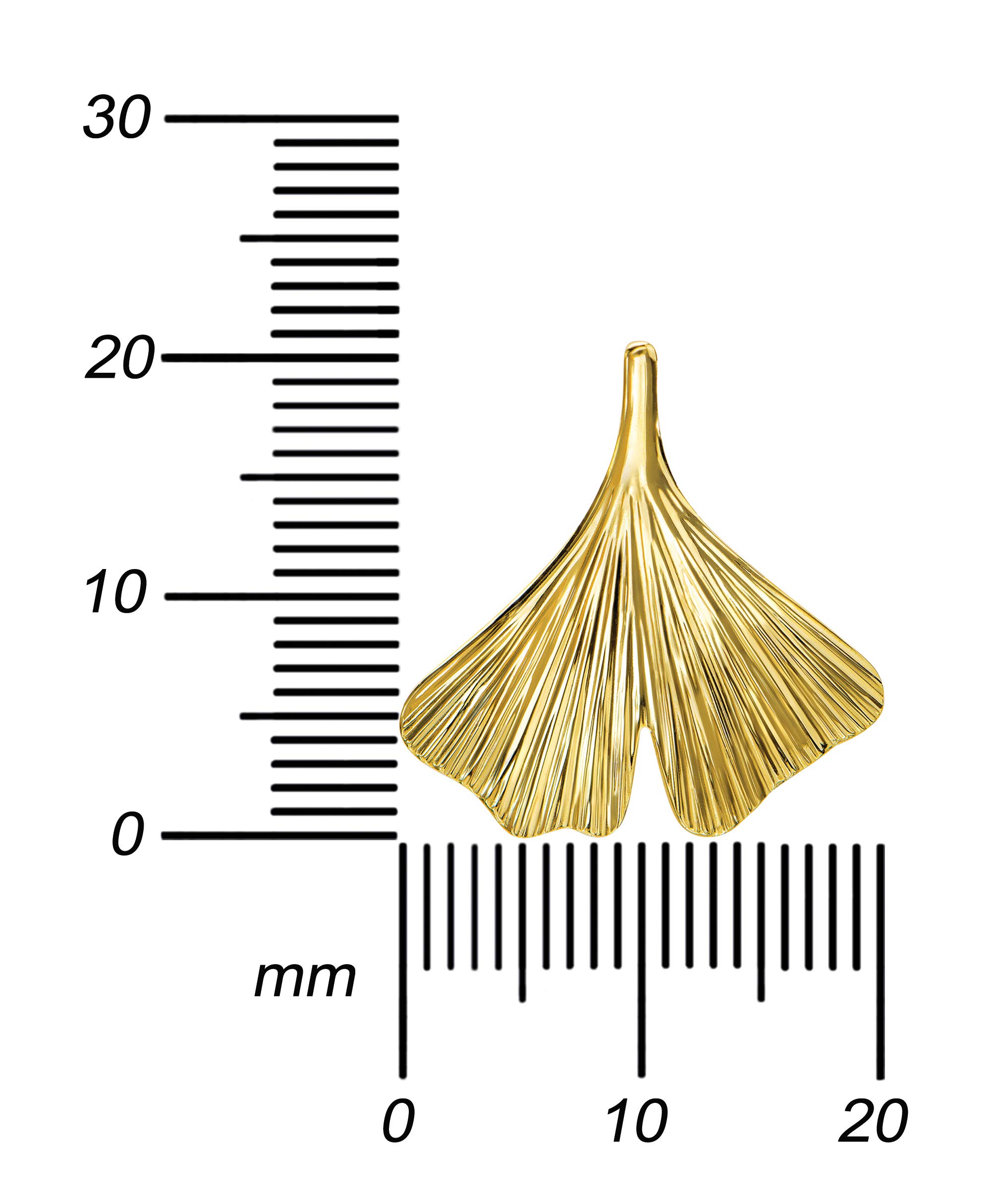 Gold Anhänger 333 Gold 8 Karat 8K mit Ginkgo-Blatt Gold für Damen als Kettenanhänger mit Halskette Länge wählbar.