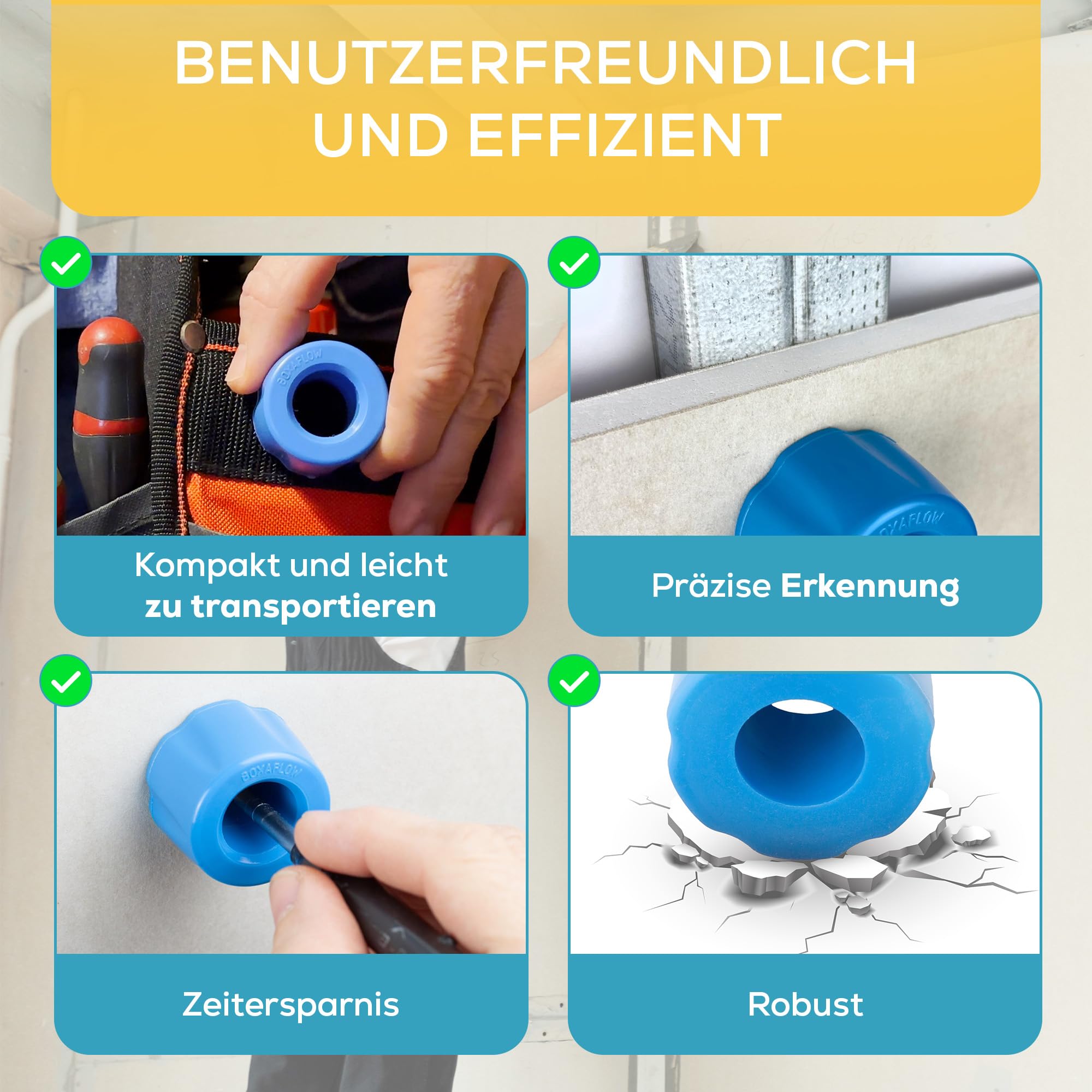 Leistungsstarker Neodym Magnet Schienendetektor für Gipskarton – Metalldetektor Magnet Trennwände, Ideales Trockenbau Werkzeug, auch für Elektriker und Installateure, Werkzeug für Schrauben und Dübel