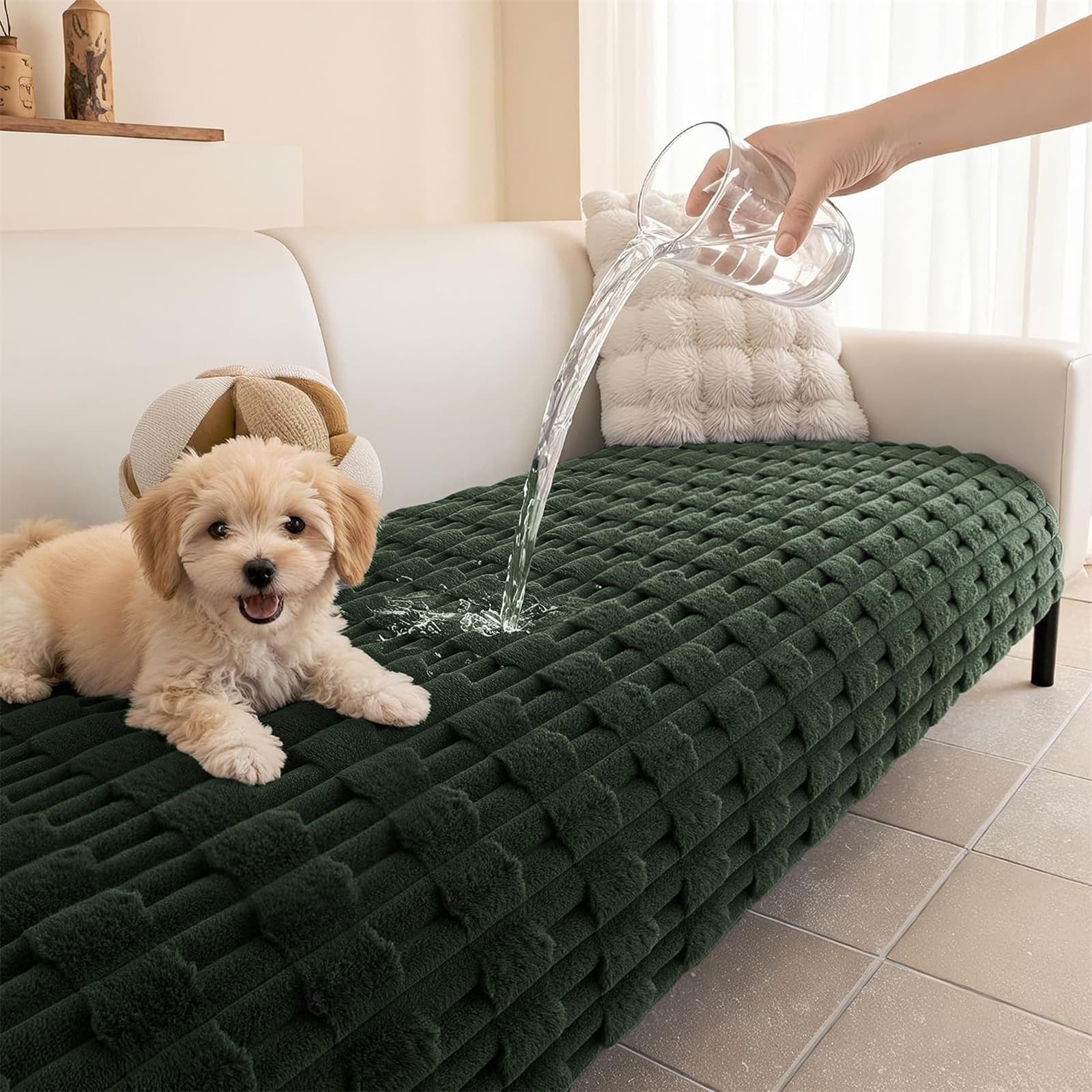 LINGKY Thick Sofa Covers Washable, Dark Green, 70x180cm