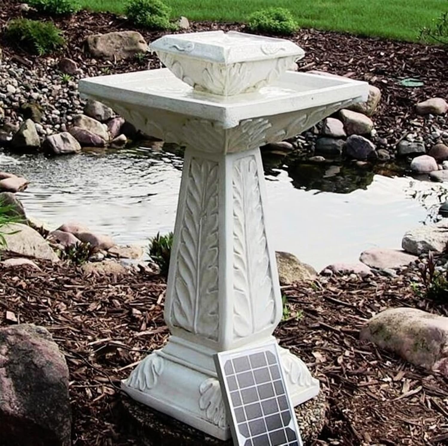 Indoor/Outdoor Garden Water Fountain Outdoor Water Fountain Large Solar Ornamental Outdoor Garden Fountain Water Feature Pond Bird Bath for Deck, Patio, Porch, Yard Decor De(