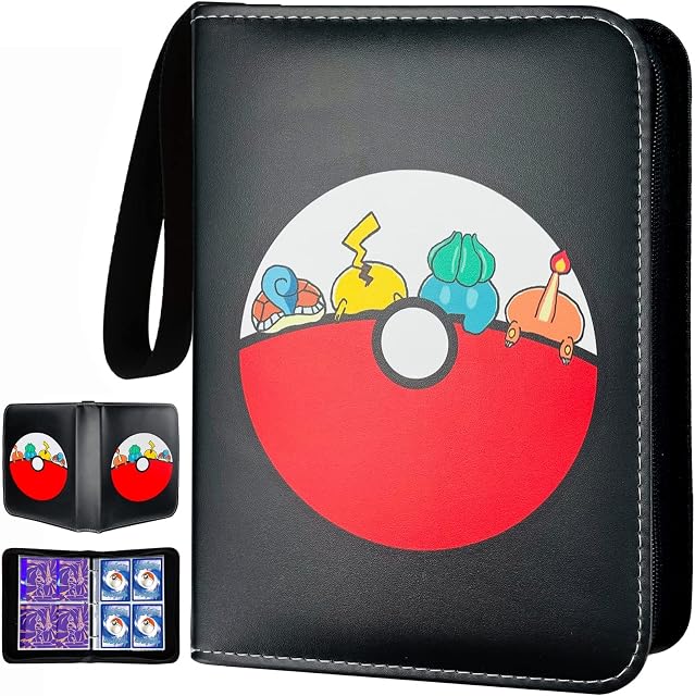 Trading Card Binder, Card Holder Album 4 Pockets 50 Removable Sleeves, 400 Cards Collection Folder Book for Kids Boys Girls Collectors