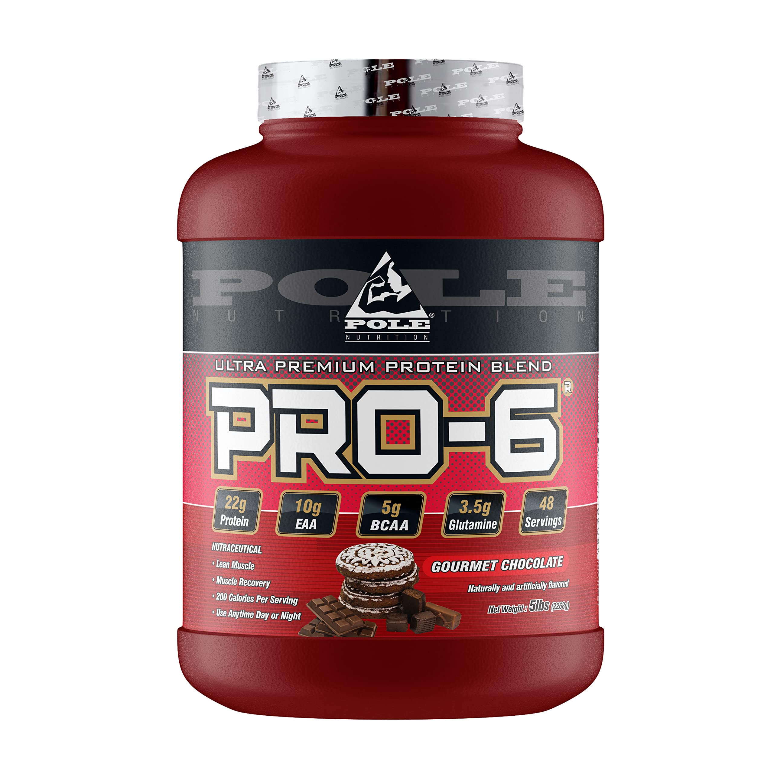Pole Nutrition Pro-6 | Ultra Premium Protein Blend | Gourmet Chocolate Flavor | 5 Lbs, 48 Servings