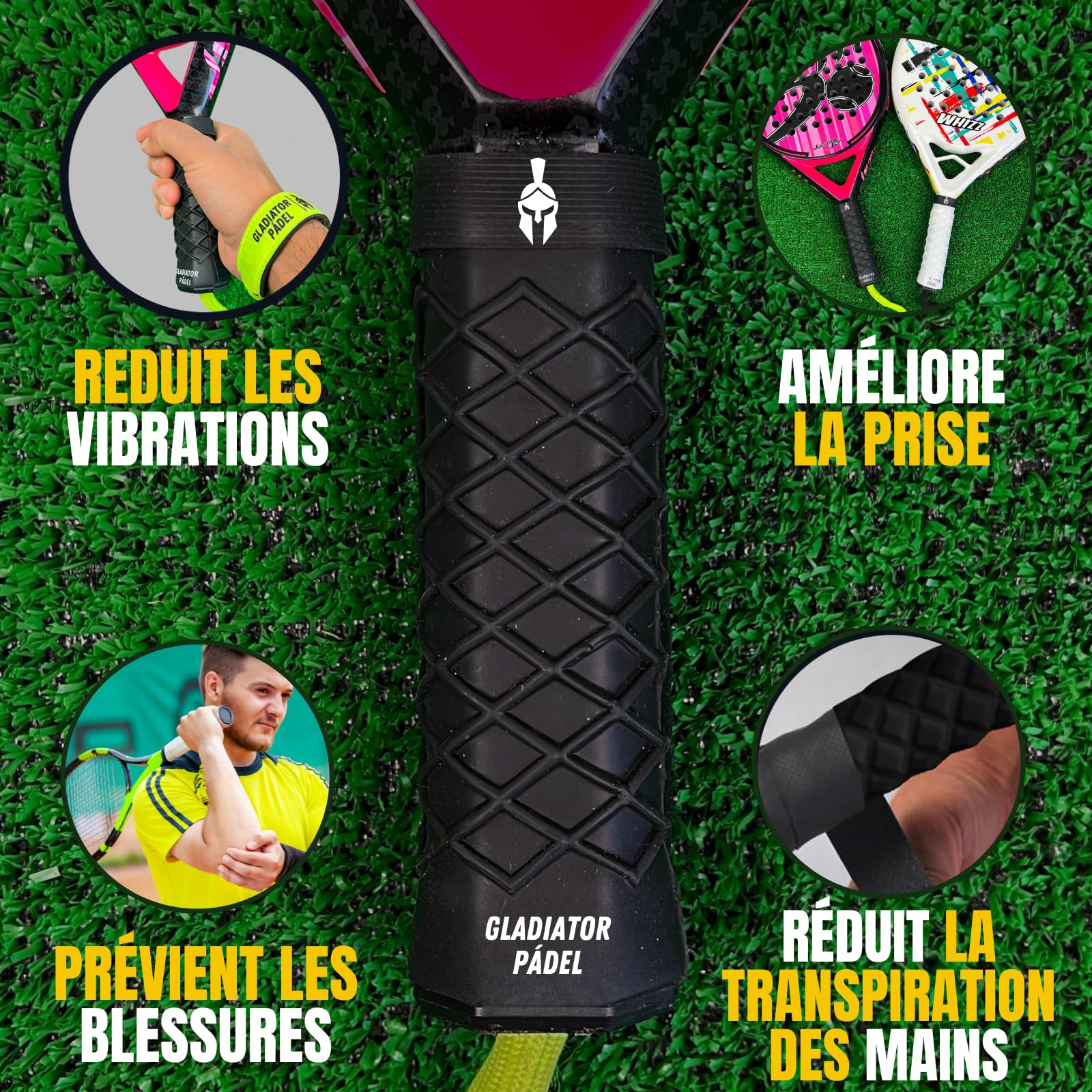Grip Padel Anti-Vibration Octogonal - Avec Sangles Et Anneau | Homme Et Femme