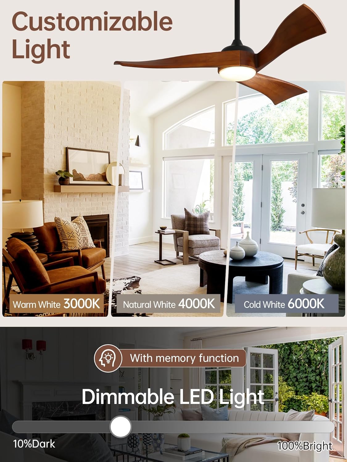 Customizable Light with 3 Color Temperatures and Dimmable LED