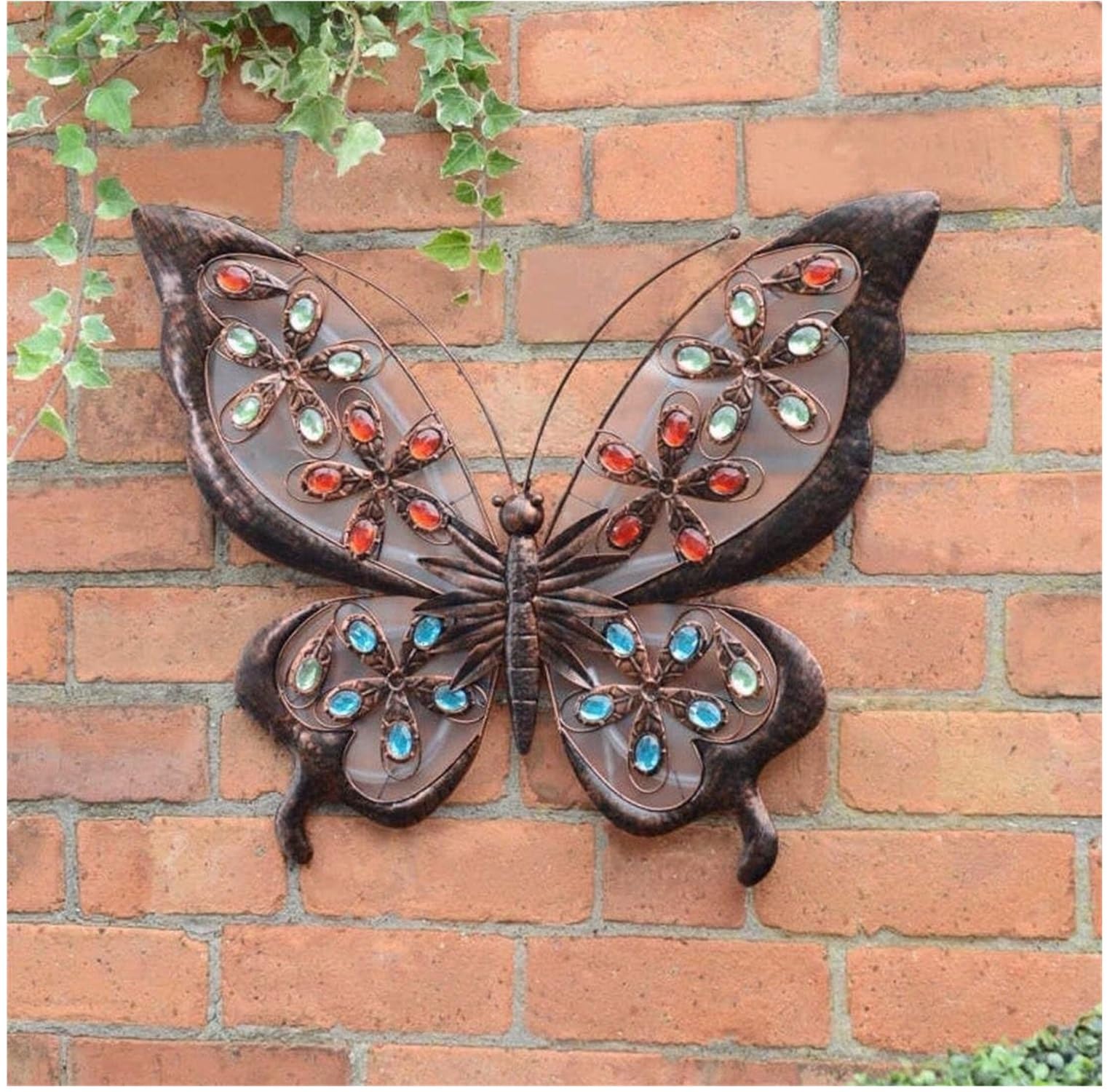 Homme Concept – Butterfly Solar Powered Outdoor Garden Metal Wall Art, Solar Garden Ornaments, Solar lights Outdoor, Garden Decoration Pathway Lights.