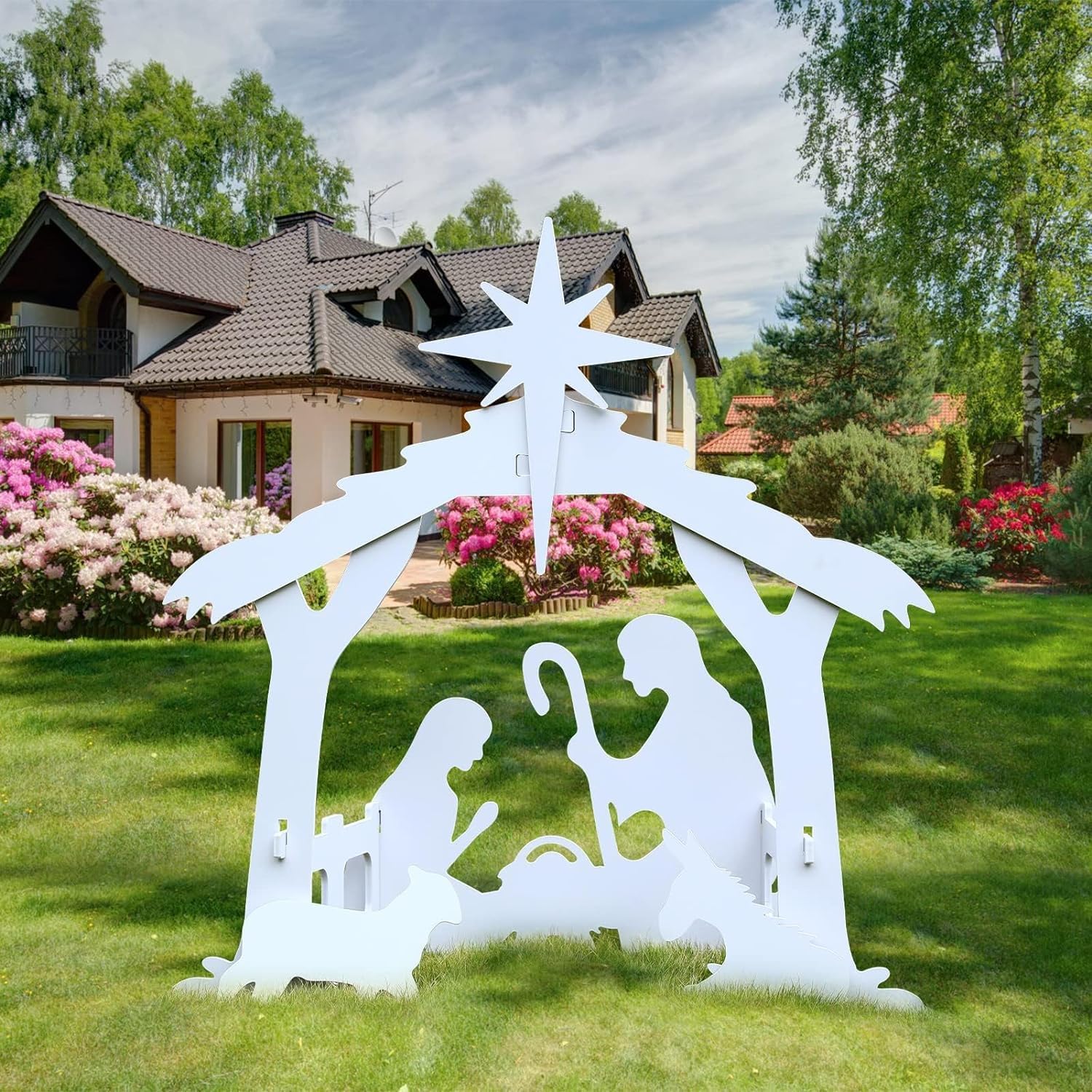 White Outdoor Nativity Set