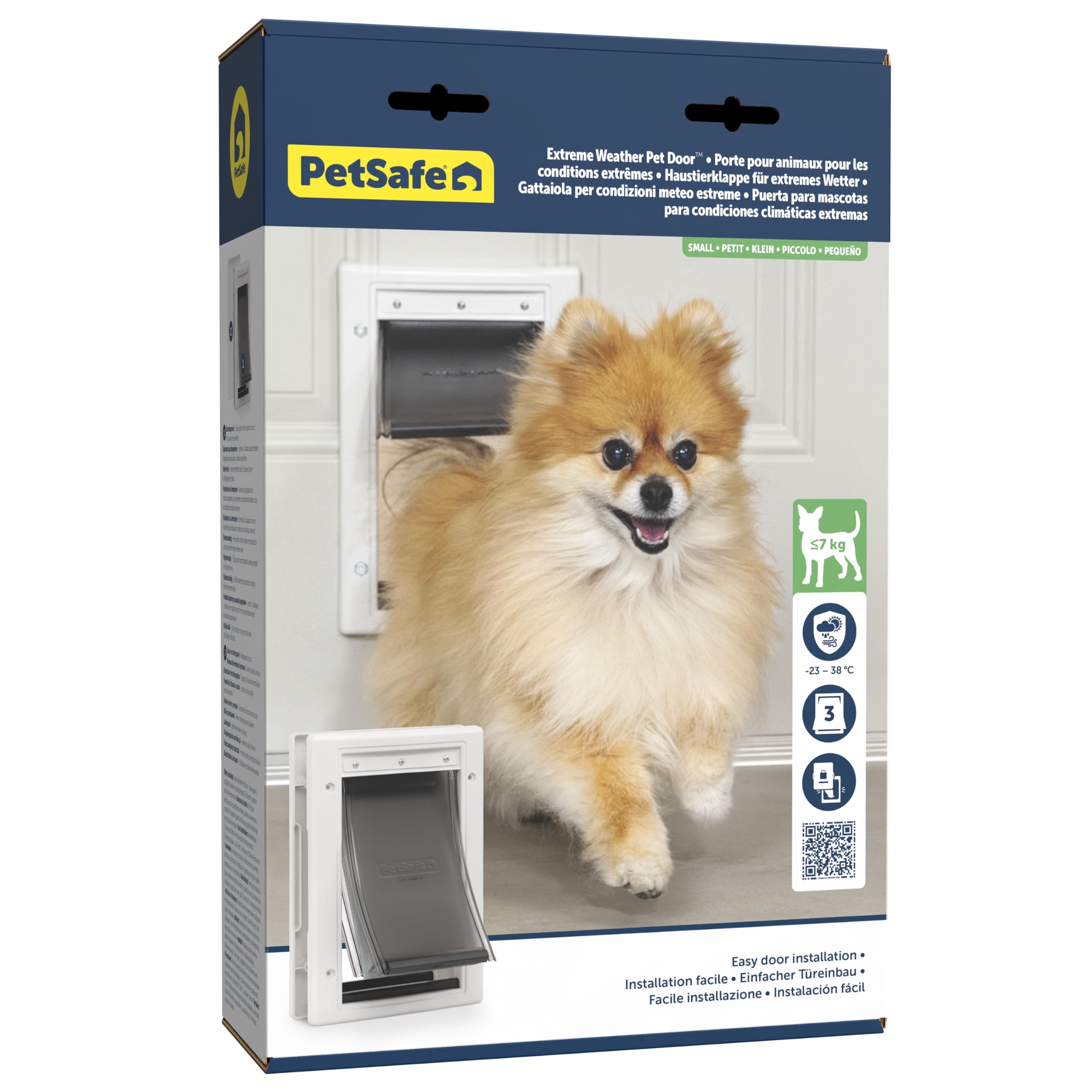 PetSafe Puerta para Mascotas de Climas Extremos - Triple Abertura, Eficiente Energéticamente, Marco Personalizable - Pequeña