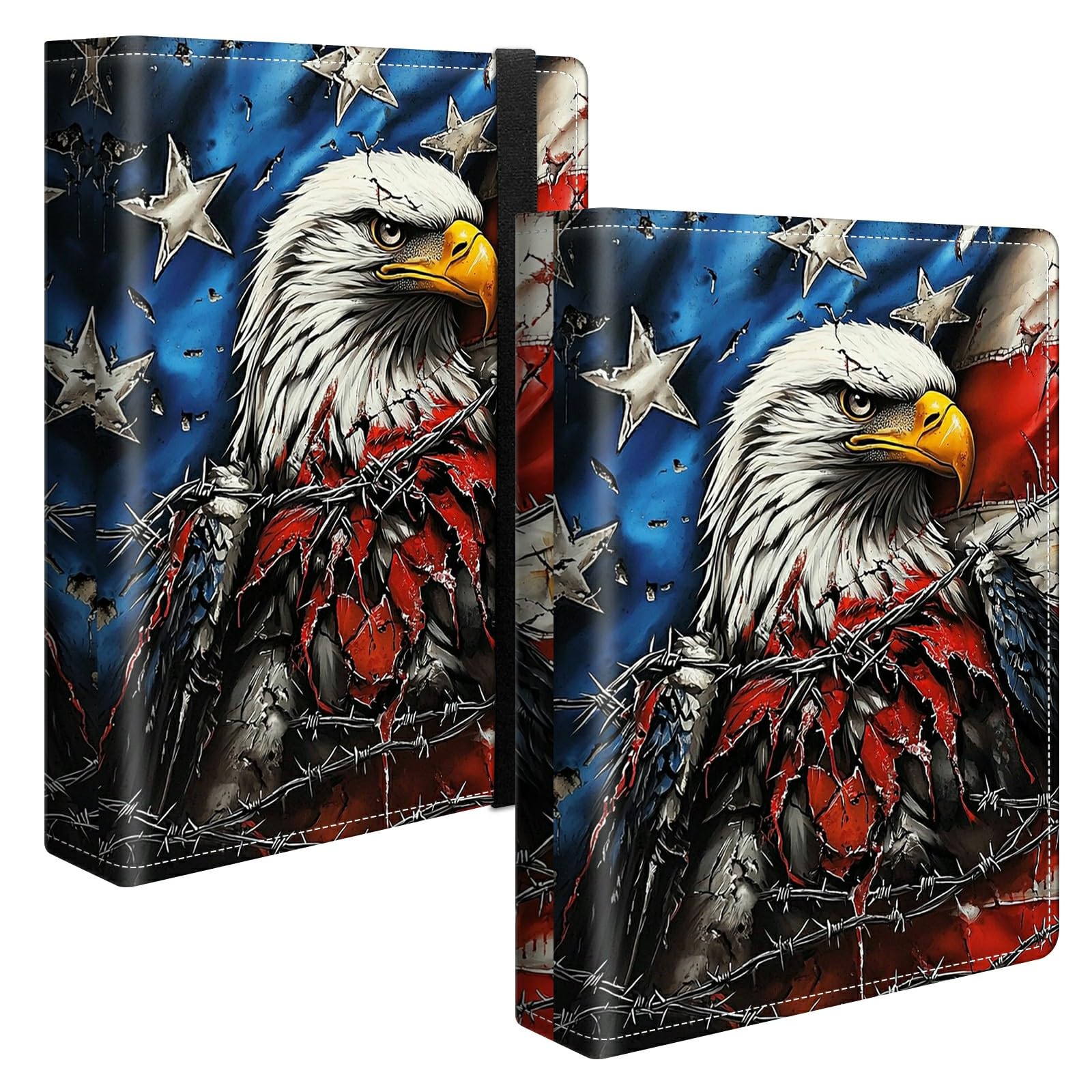 Photo Album 4x6 120 Pockets Photos with Strong Elastic Band, Small Mini Albums Sheet Protector Folder for Photos, Album for Family Wedding Women Men Baby Vacation Gift, Flag Cool Eagle