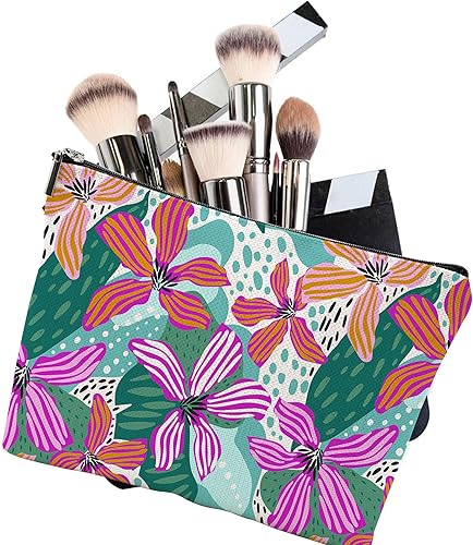 Miniatura 2 de iapodiad Bolsa de maquillaje Abstact de flores tropicales, bolsa de cosméticos, mini bolsa de aseo portátil de viaje, organizador de brochas de