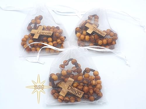 Vista 9 de Personalized Olive wood Rosary from Bethlehem, Own Name, Children Gifts, Confirmation, First Communion and Baptism for Boy and Girls. for Mothers