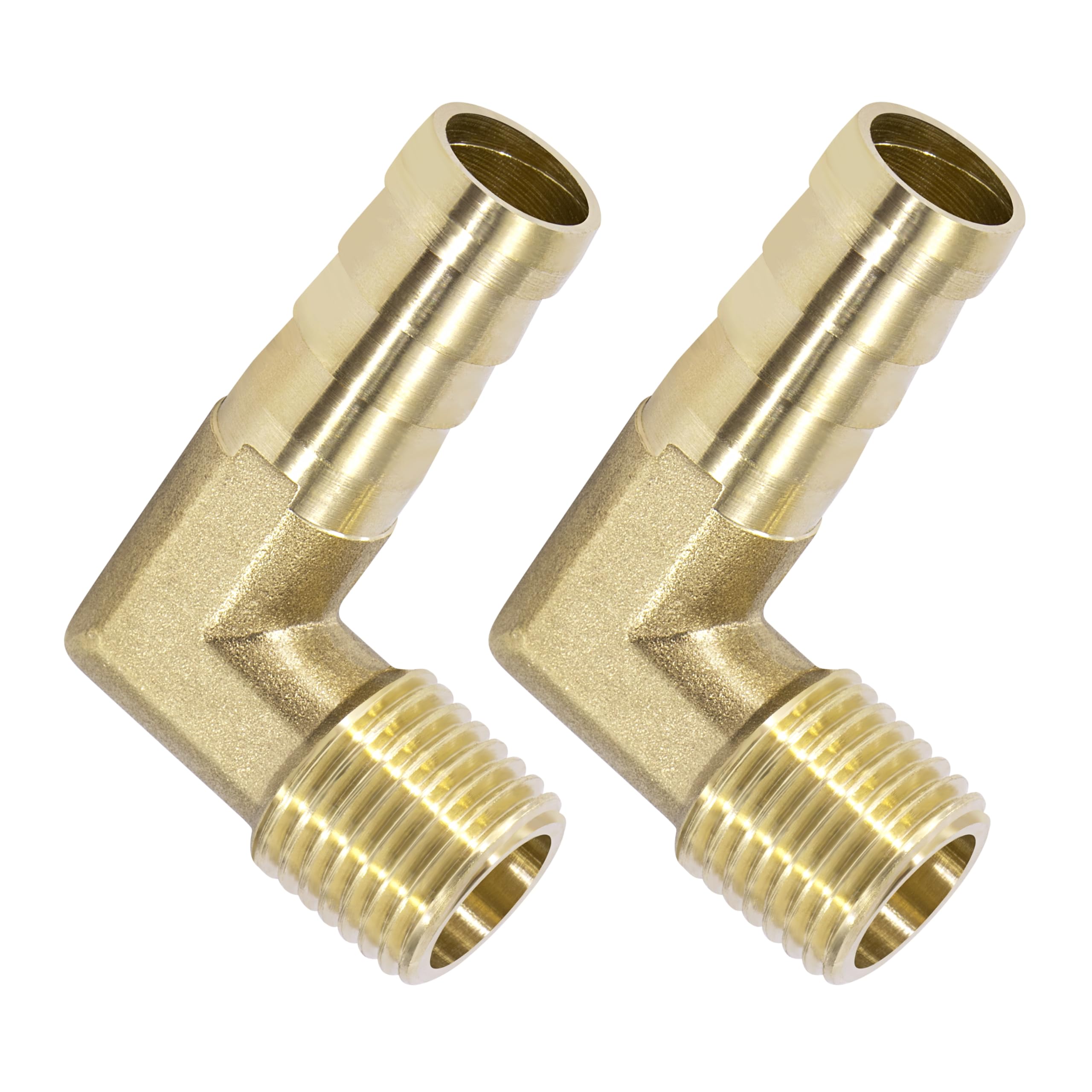 Connector de Manguera de Lengüeta, Codo de 90 Grados Acople de Latón, 2 PCS 10 mm 1/4" Macho, Adaptador de Tubo Accesorios para Agua, Gas, Aceite