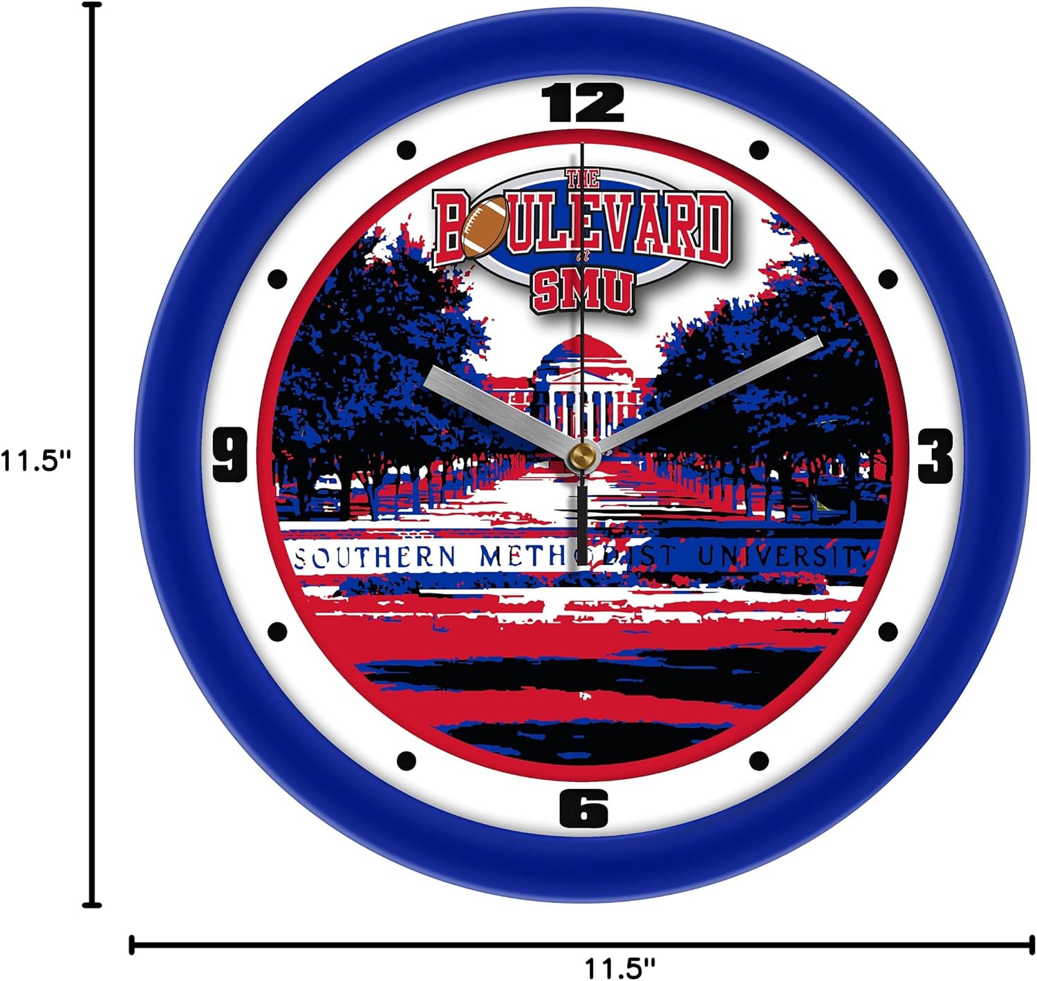 SunTime Southern Methodist SMU Mustangs The Boulevard Wall Clock - 11.5" - Glass Face