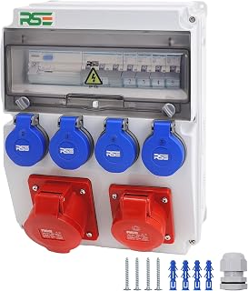 RSE BAUSTROMVERTEILER WANDVERTEILER KOMPLETT VERDRAHTET 32A 16A 230V MIT HAGER SICHERUNGEN IP65, RSE 13-32A/5P, 16A/5P, 4x230V