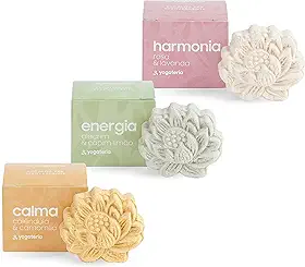 YOGATERIA Kit Escalda Pés Efervescentes | Sais para os pés | Argilas, Ervas, Óleos Essenciais e Vegetais, e Flores | 100% vegano e Natural e Livre de Lauril | Pés Macios e Hidratados | Reduz inchaço dos pés e pernas 50g / cx (Kit 3 - Calma | Energia | Harmonia)
