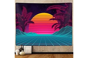 Trippy Retro Mountain Tapestry for 70s/80s Vaporwave Decor