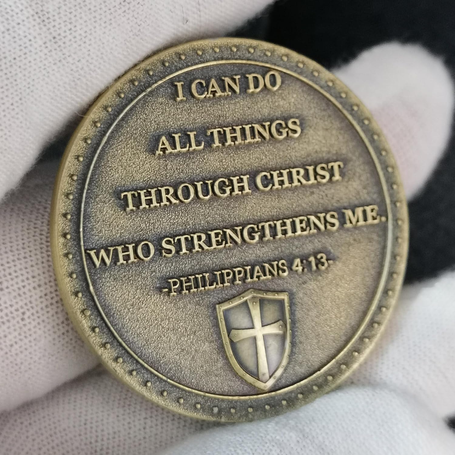 Armored Knight's Faith Metal Challenge Coin - Unyielding Strength and Biblical Inspirations - Christian Pocket Hug Token