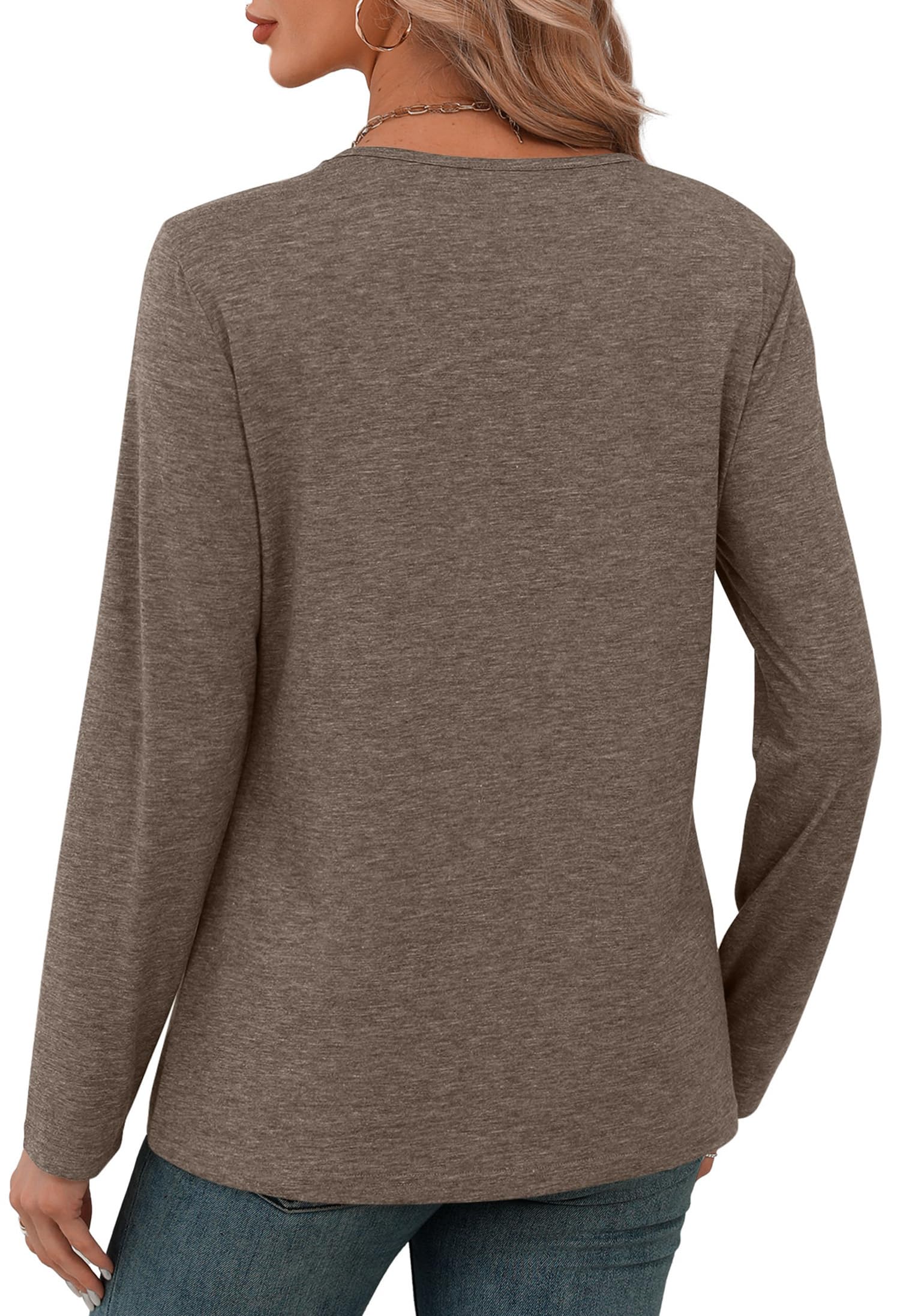 XIEERDUO Long Sleeve Shirts for Women V Neck Fall Tops Basic Tunic Tops Loose Fit Dressy 2025