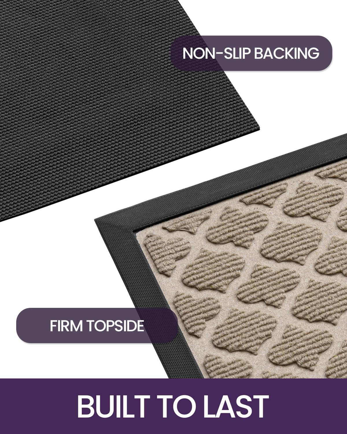 DEXI Front Door Mat Outside Entrance, All-Season Heavy Duty Rubber Indoor Outdoor Doormat, Fade Resistant, Low-Profile, Easy Clean Patio Entryway Rug, 23"x35", Floral Beige