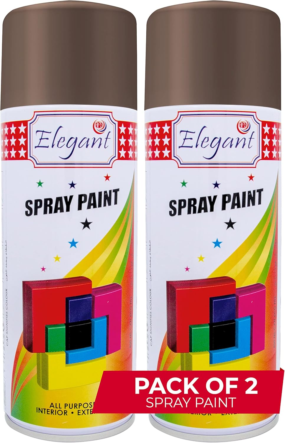 Elegant Multipurpose SPRAY PAINT Brown 400ML PACK OF 2, TWIN Pack