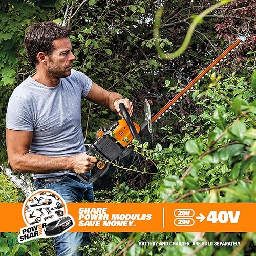 Miniatura 9 de WORX WG284.9 - Recortadora de setos inalámbrica de 40 V Power Share de 24 pulgadas (solo herramienta)