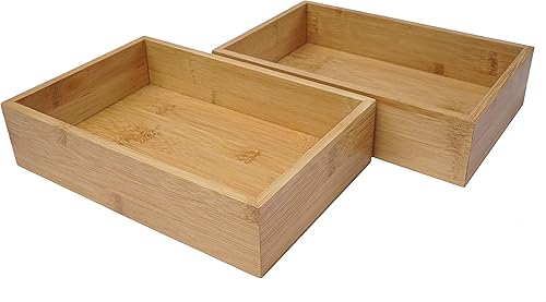 Organizador de cajones y bandeja de almacenamiento de madera de bambú, soporte multiusos para manualidades, costura, oficina, baño, cocina