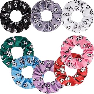 8 Pieces Hair Scrunchies for Soccer Girls Women, Elastic Soccer Hair Ties | Multicolor Elastic Bands Soccer Gifts Sport Accessories for Players, Teams, Coaches, Fan, Girls, Women