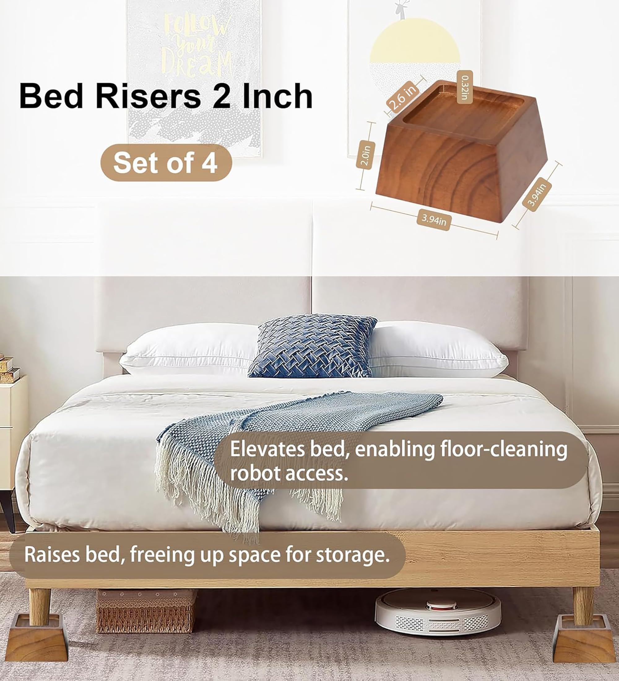 Raise Your Furniture with Lufia Bed Risers -2