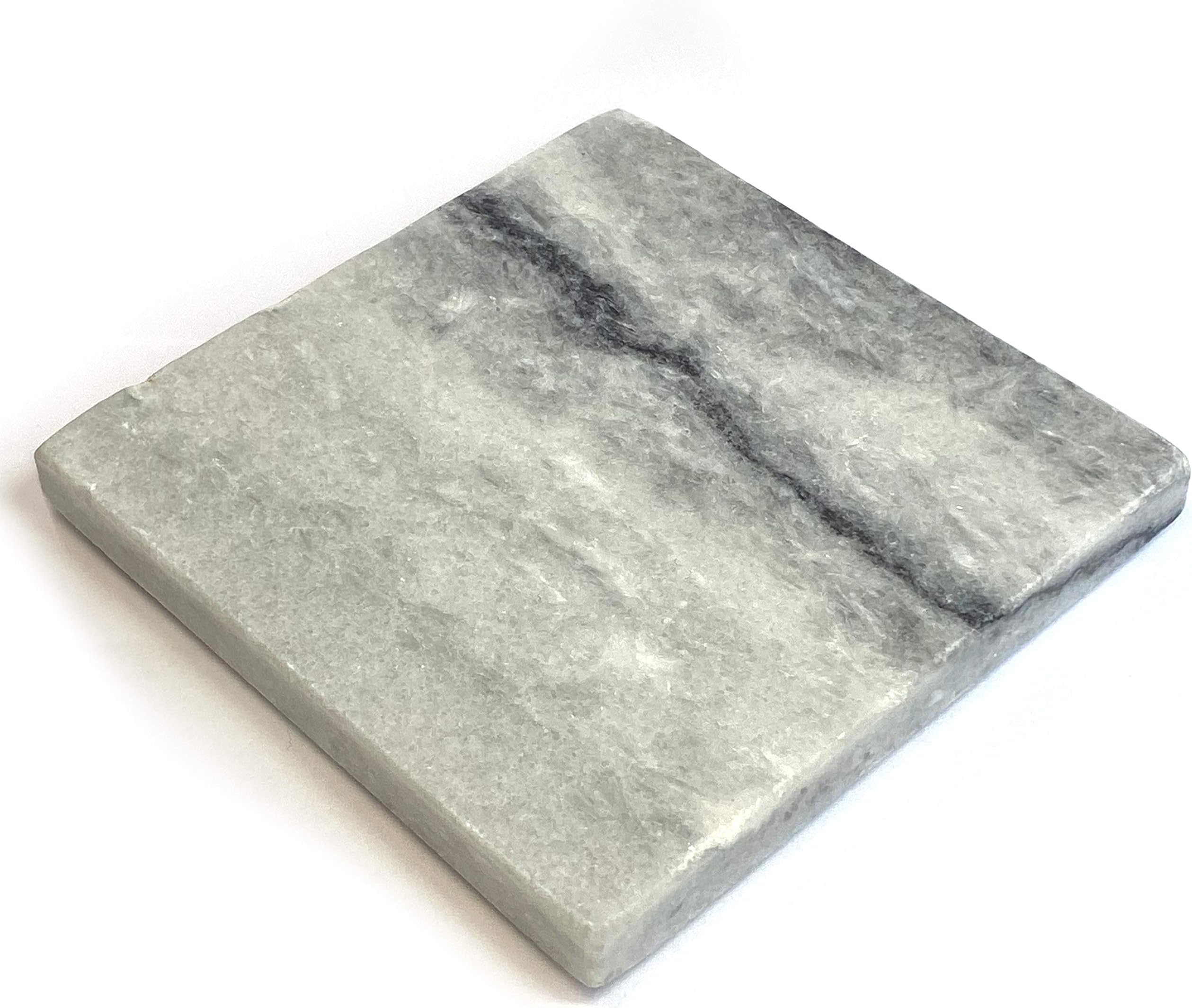 TULLUN Personalized Memorial Grey Marble Natural Stone Plaque for Pet Cat Dog Frame Paw Grave Marker - Red Heart - Size | 4" x 4" or 10 x 10 cm|