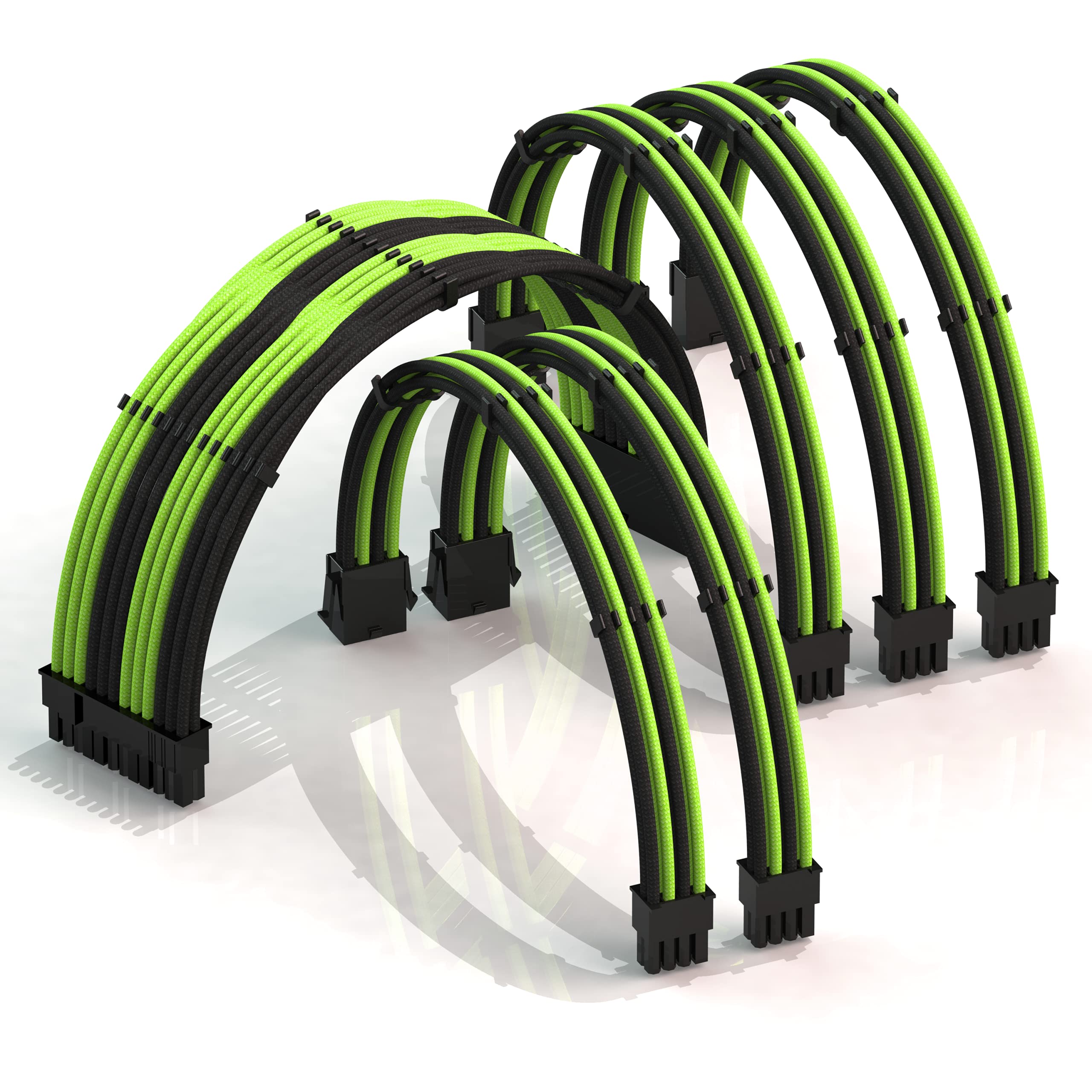 LINKUP - AVA 50cm PSU Cable Extension Sleeved Custom Mod GPU PC Braided w/Comb Kit | 6-Pack | 1 x 24 P (20+4) | 2 x 8 P (4+4) CPU | 2 x 8 P (6+2) GPU set | 500mm - White - — view 23