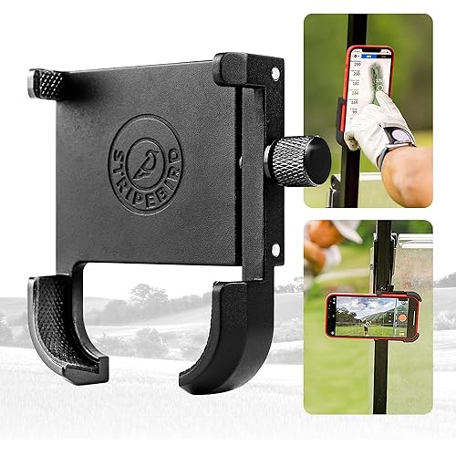 Stripebird - Magnetic Golf Cart Phone Holder - US Patented, Neodymium N52 Magnets - Golf Cart Phone Mount for iPhone & Samsung - Slim Golf Caddy Accessories for Men & Women