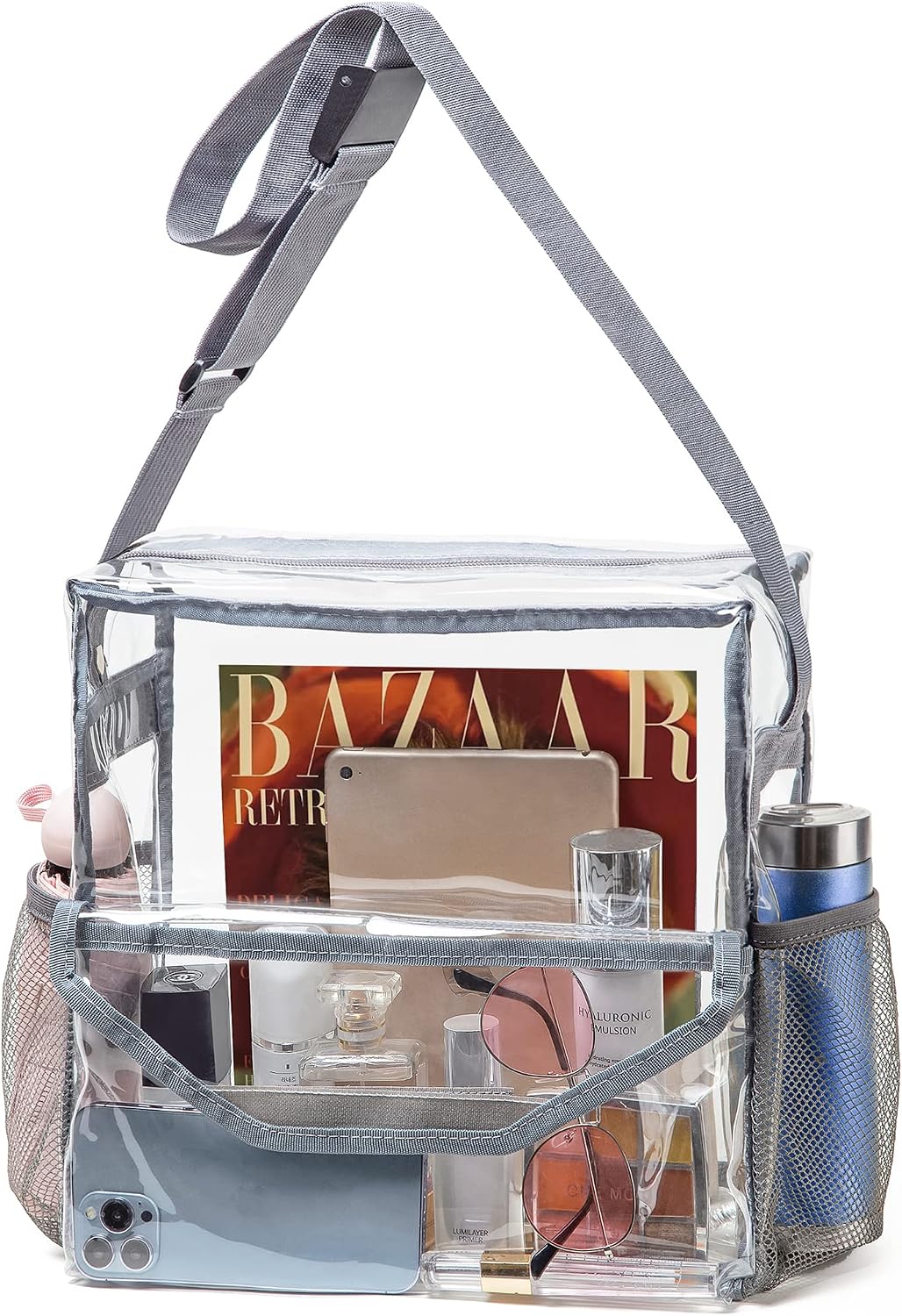 Vorspack Clear Tote Bag - Stadium Approved Clear Bag with Adjustable Strap for Sports Events Concerts Work