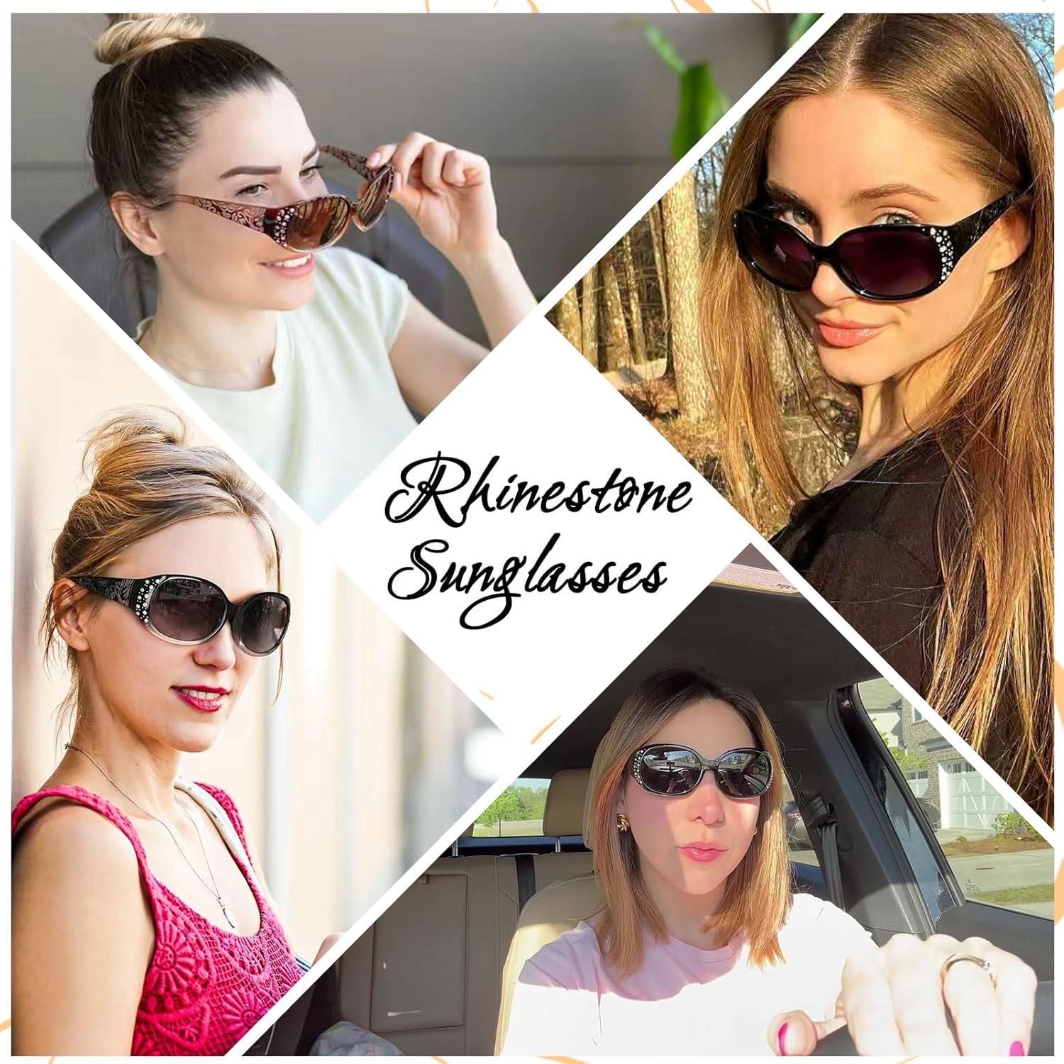 HAOLOTA Polarized Sunglasses for Women, Rhinestone Wrap Around Sunglasses with UV400 Protection - Image 3