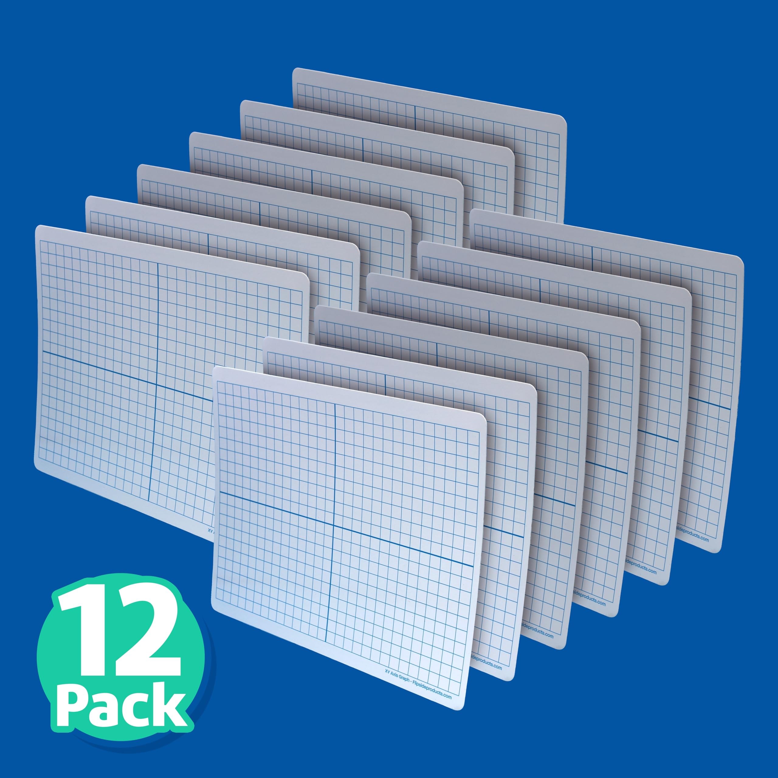 Flipside Produkty Magnetyczna mata do nauki wycierania na sucho, dwustronna oś XY/gładka, 23 cm x 30 cm, opakowanie 12 sztuk