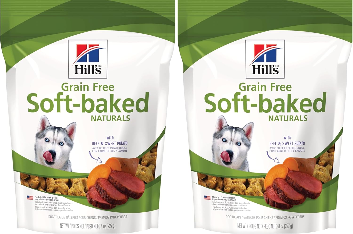 Hill's Grain Free Soft-Baked Naturals Dog Treats, with Beef & Sweet Potatoes, 8 oz Bag (Pack of 2)