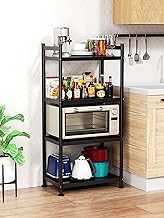iBune 4-Tier Metal Steel Extra Heavy Duty Kitchen Storage Shelves with Rolling Wheels , Adjustable 400LBS Standing Organizer Shelf Rack for Kitchen/Livingroom/Bedroom (23.6 L x 14.6 W x 43.3 H)