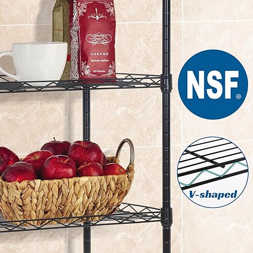 Miniatura 6 de Estantería de almacenamiento de 5 niveles, estante NSF ajustable en altura, estantes de alambre organizador de acero para lugares pequeños, cocina,