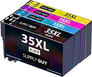 SupplyGuy 4 Ink Cartridges compatible with Epson 35XL / 35 XL Multipack for WF-4700 WF-4720dwf WF-4720 WF-4725dwf WF-4730dtwf WF-4735dtwf WF-4740dtwf