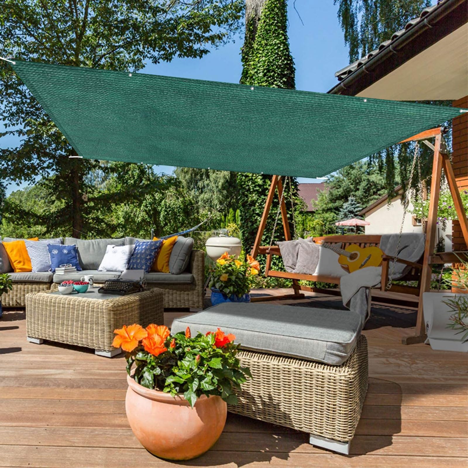markise 6 x 5 Sonnenschutzmarkise für den Außenbereich, 6,5 m, UV-beständiges Netzgewebe, 95 % Schattierungsrate, Terrassen-Pergola für Garten, Segel, mit kostenlosem Seil, einfache Installation, Grün Parallelogram Camping nahe Thermalbad Mondorf Make a choice:Black - pair