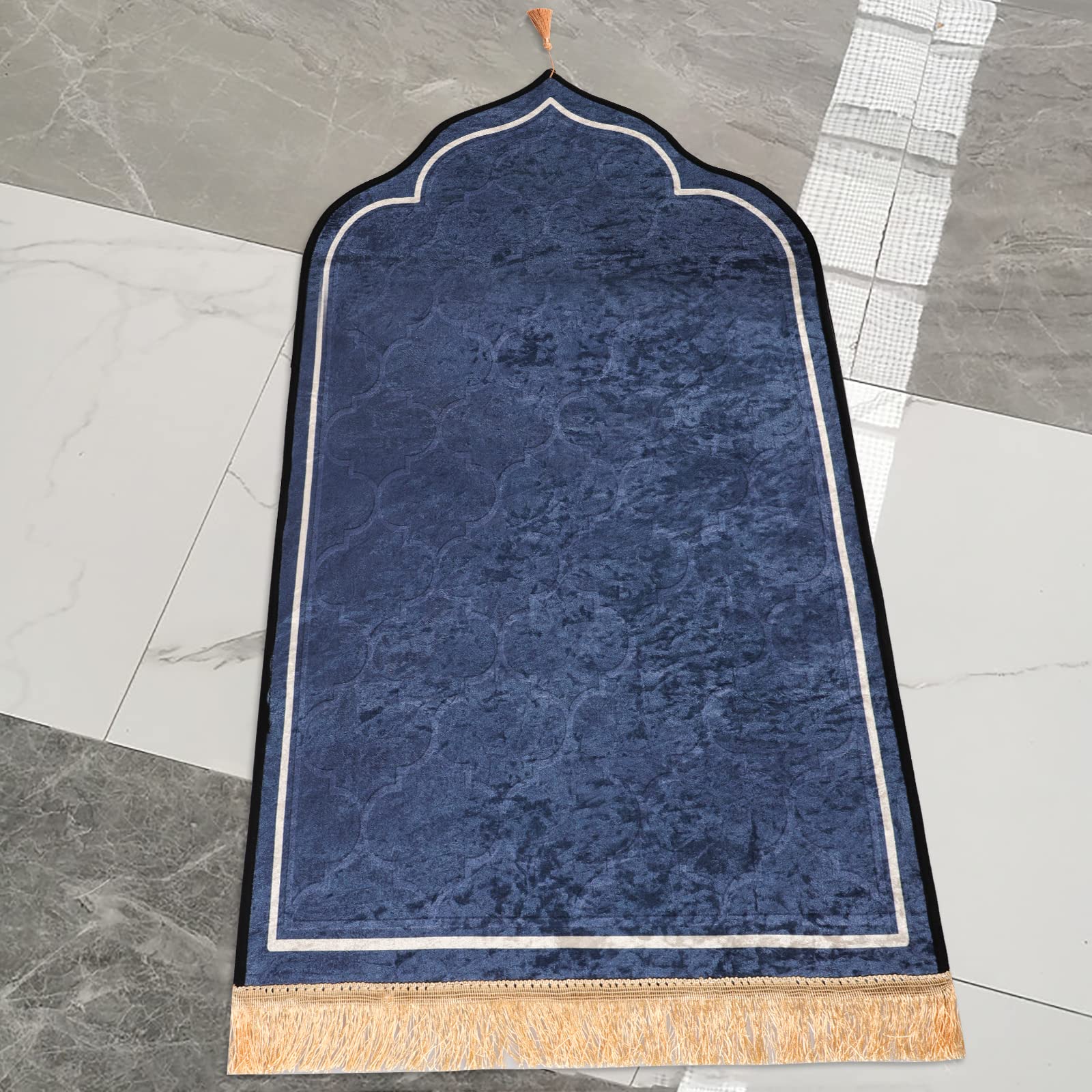 Tapis de prière islamique doux et épais en flanelle portable pour cadeaux musulmans du Ramadan Aïd