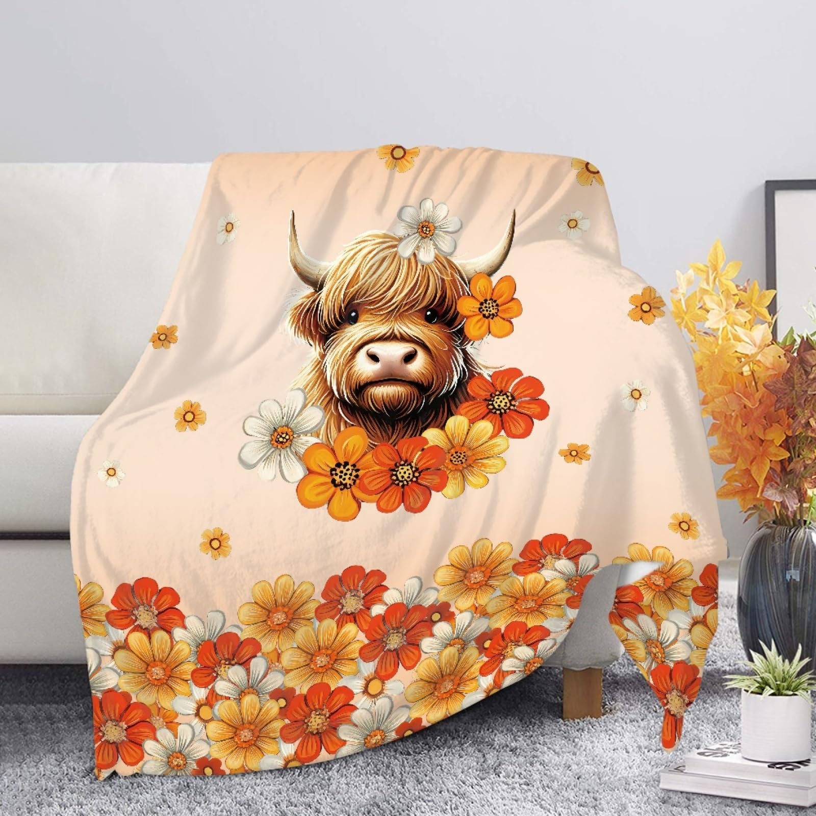 Couverture polaire Amzbeauty en flanelle douce imprimé fleur de yak
