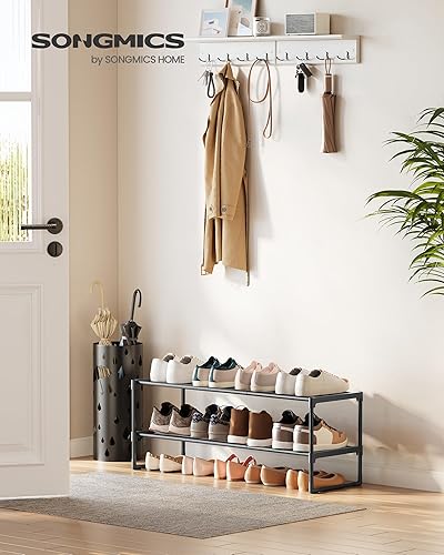 Miniatura 2 de SONGMICS ULSA12BK estante para zapatos, organizador de 2 niveles, estante de almacenamiento de metal, vertical o boca abajo, para 12-15 pares