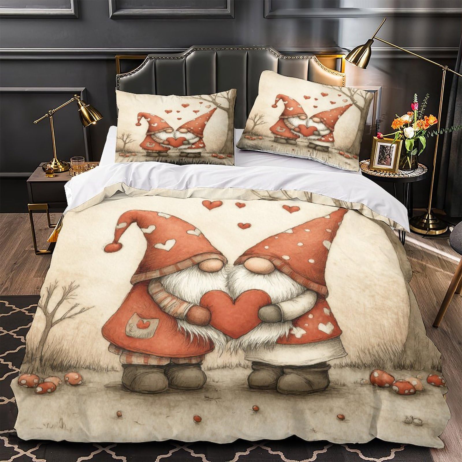 3D Gedruckt Liebeswichtel Cartoon Bettbezug Mikrofaser Schlafzimmer Deko Pärchen Bettwäsche Set Hautfreundlich Atmungsaktiv King（220x240cm）