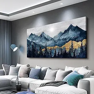 FUHAIHUA Large Wall Decor For Living Room Canvas Wall Art For Office Modern Wall Decorations For Bedroom Mountain Landscape Painting Abstract Pictures Artwork Room Home Decor 24x48 In