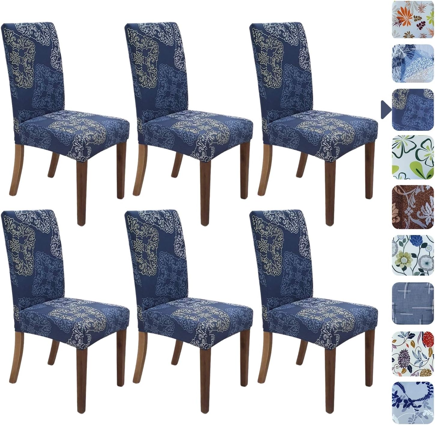 SPRINGRICO Chair Covers for Dining Room 6 Pack, Stretch Dining Chair Cover, Washable Spandex Kitchen Parsons Chair Slipcovers, Removable Seat Protector for Home or Party ( Set of 6, STYLE02)